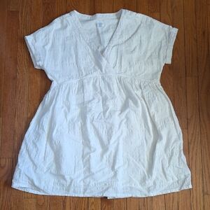 Sigrid Olsen White Linen & Cotton Dress Size L. Fully Lined
